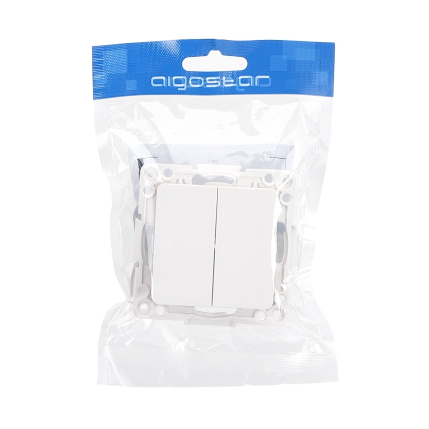 Aigostar - Interruptor duplo sem moldura n.º 6+6 branco