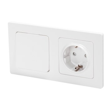 Aigostar - Interruptor simples n.º 1 e tomada SCHUKO 250V com moldura branca