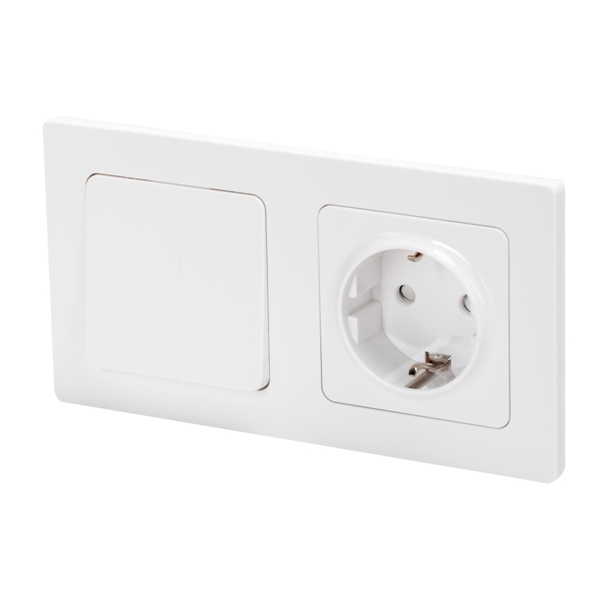 Aigostar - Interruptor simples n.º 1 e tomada SCHUKO 250V com moldura branca