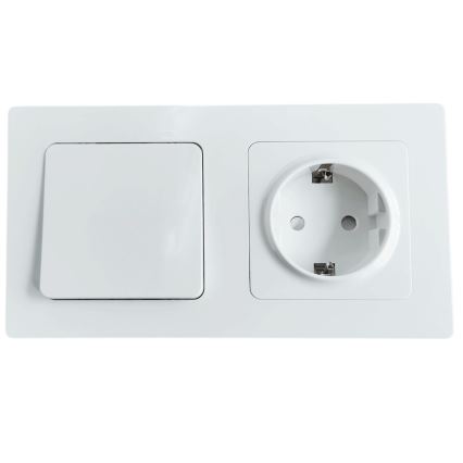 Aigostar - Interruptor simples n.º 1 e tomada SCHUKO 250V com moldura branca