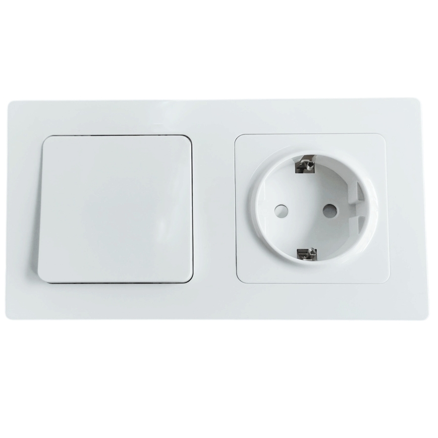 Aigostar - Interruptor simples n.º 1 e tomada SCHUKO 250V com moldura branca