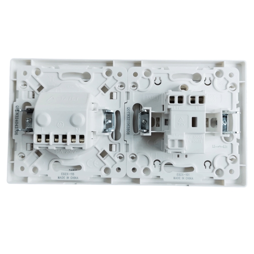 Aigostar - Interruptor simples n.º 1 e tomada SCHUKO 250V com moldura branca