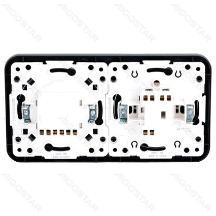 Aigostar - Interruptor simples n.º 5 e tomada SCHUKO 230V com moldura preta