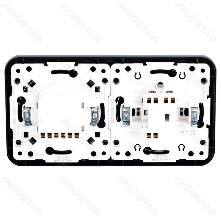 Aigostar - Interruptor simples n.º 5 e tomada SCHUKO 230V com moldura preta