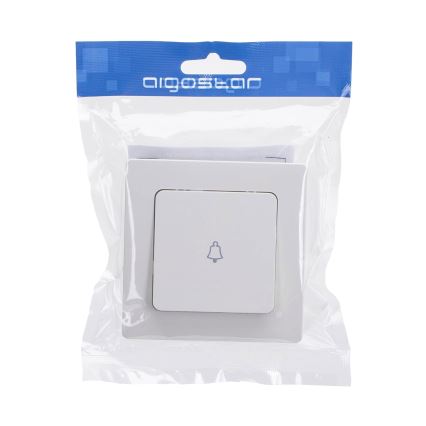 Aigostar - Interruptor simples para campainha com moldura, branco