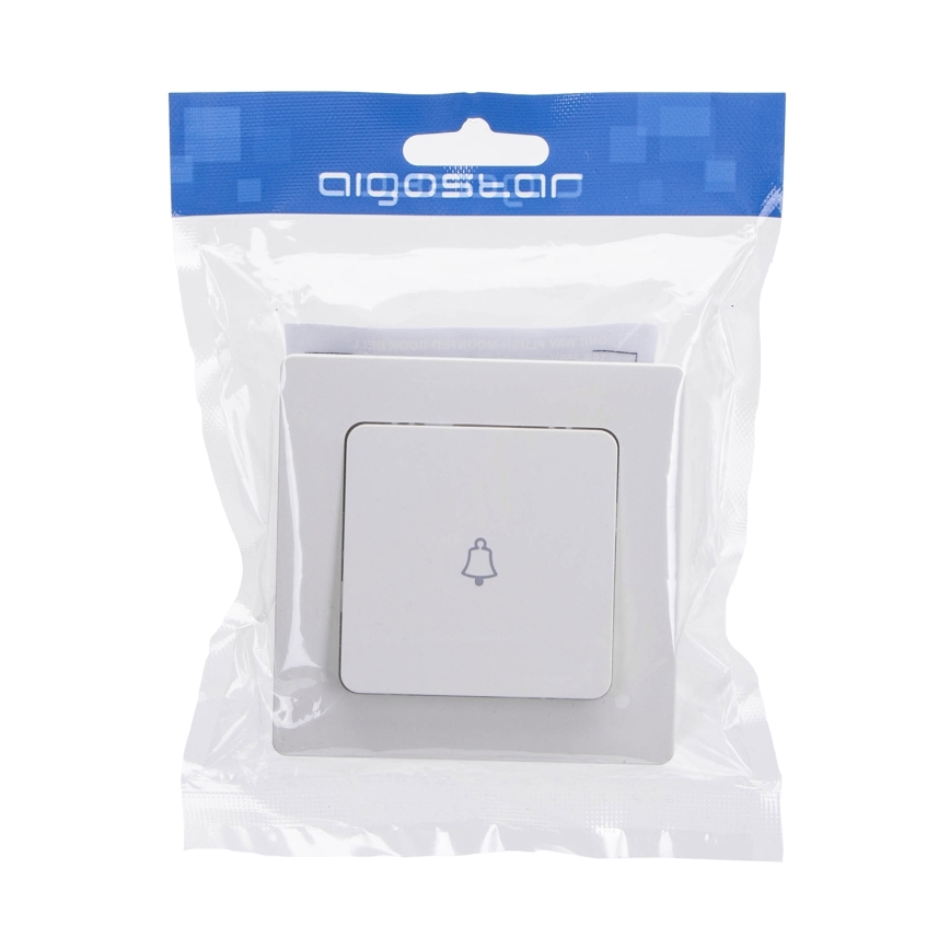 Aigostar - Interruptor simples para campainha com moldura, branco