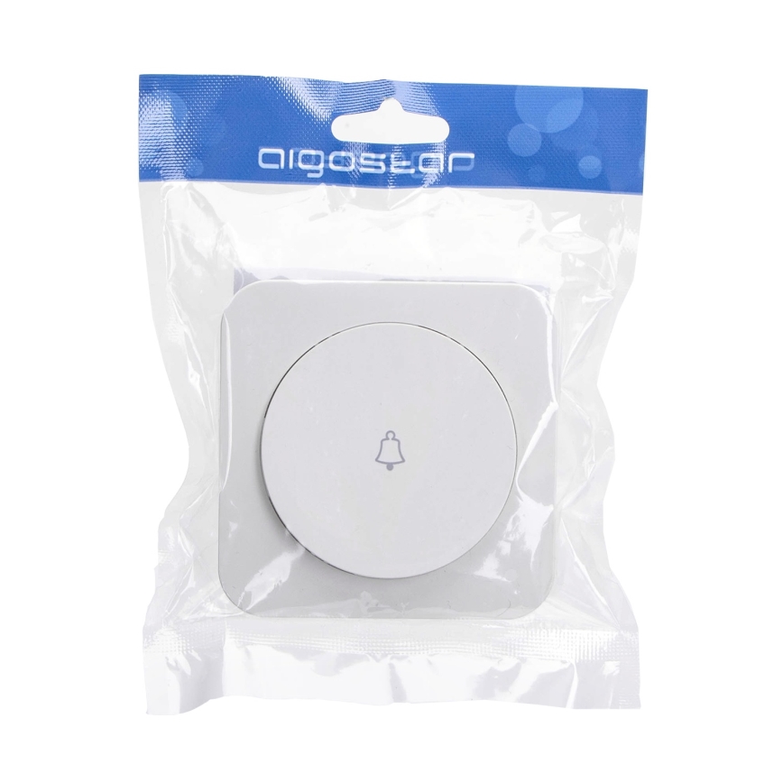 Aigostar - Interruptor simples para campainha com moldura, branco