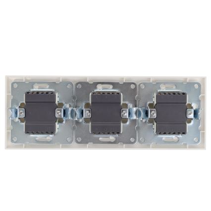 Aigostar - Interruptor triplo com moldura n.º 6 branco