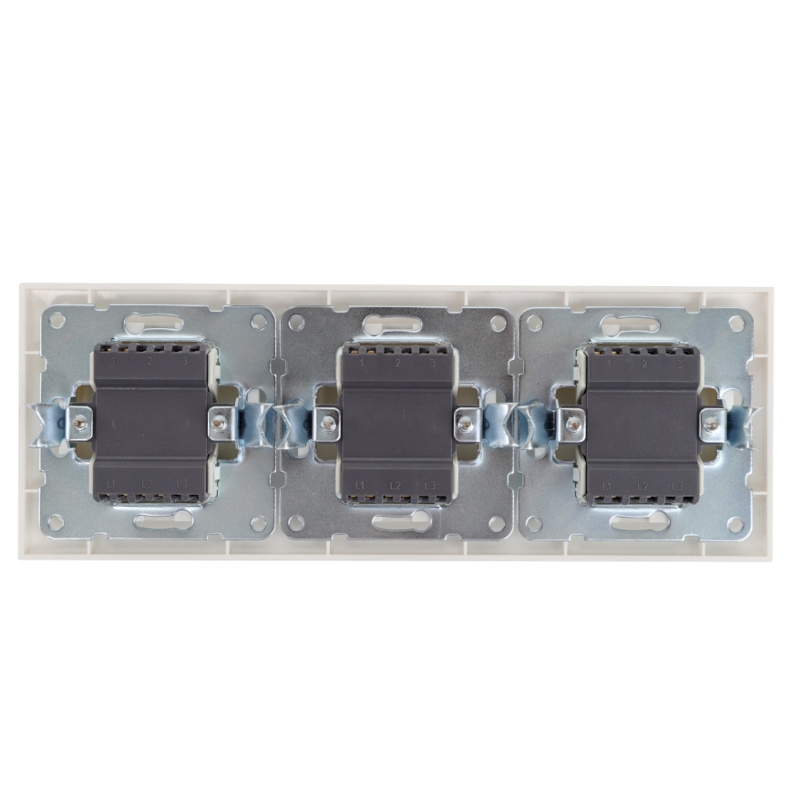 Aigostar - Interruptor triplo com moldura n.º 6 branco