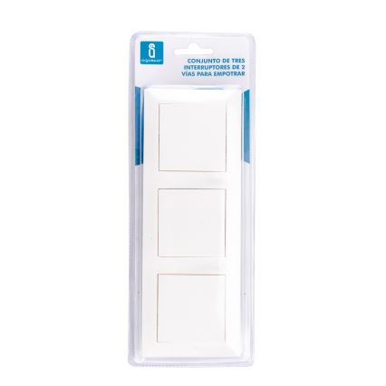 Aigostar - Interruptor triplo com moldura n.º 6 branco