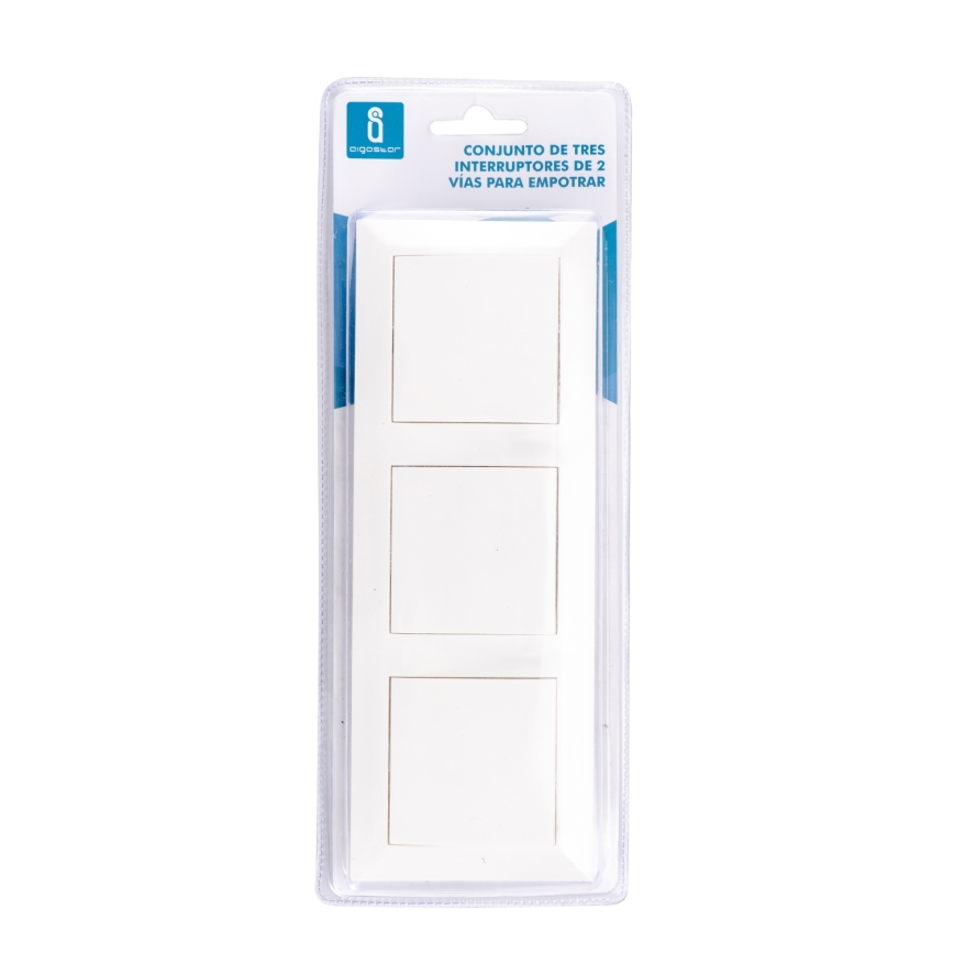 Aigostar - Interruptor triplo com moldura n.º 6 branco