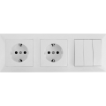 Aigostar - Interruptor triplo n.º 3 e 2x tomada SCHUKO 230V com moldura branca