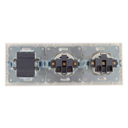 Aigostar - Interruptor triplo n.º 3 e 2x tomada SCHUKO 230V com moldura branca