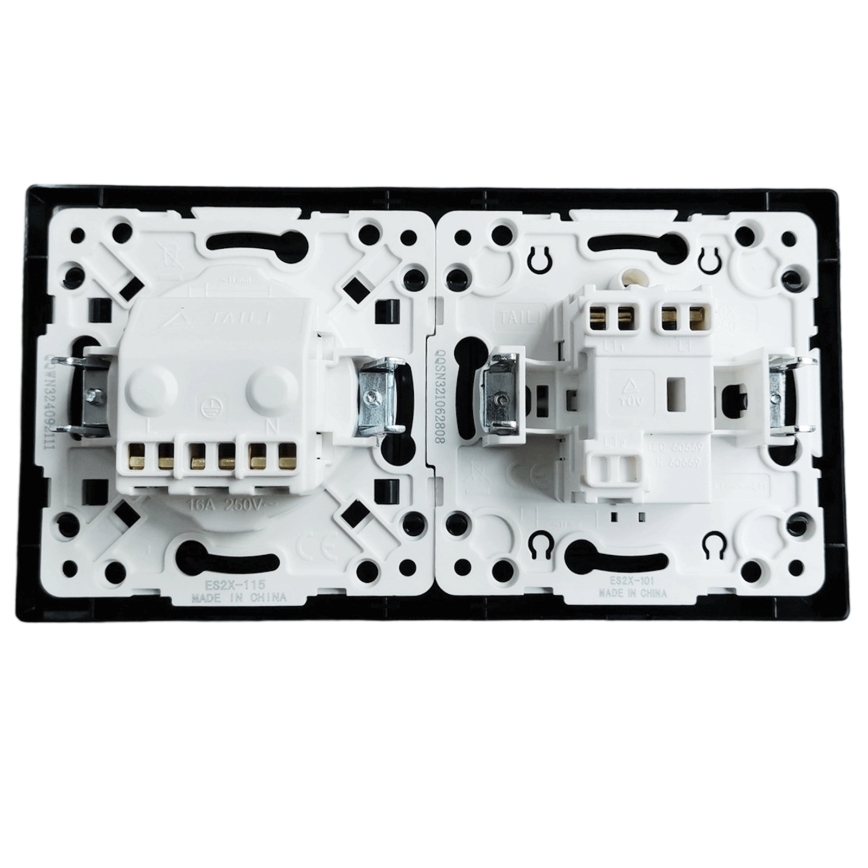 Aigostar - Interruptor unipolar n.º 1 e tomada SCHUKO 230 V com moldura preta