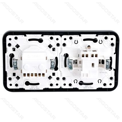 Aigostar - Interruptor unipolar n.º 1 e tomada SCHUKO 230V com moldura preta