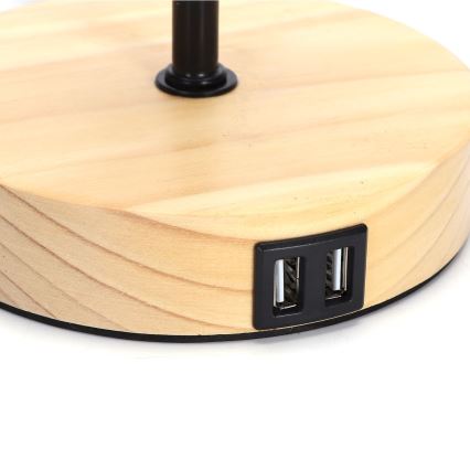 Aigostar - Lâmpada de mesa com porta USB 1xE27/40W/230V bege