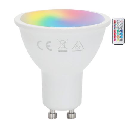 Aigostar - Lâmpada LED RGBW regulável GU10/4,8W/230V 3000K + comando remoto