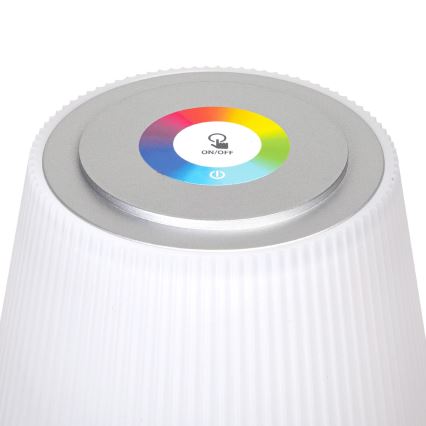 Aigostar - Lâmpada de mesa recarregável LED RGBW exterior regulável LED/4W/5V 3600mAh branco/cromado fosco IP54