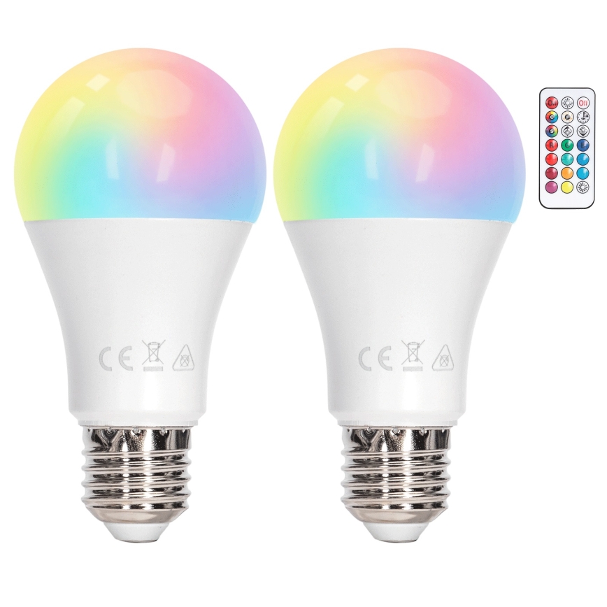 Aigostar - Lâmpada LED RGBW regulável A60 E27/8W/230V 3000K + comando remoto