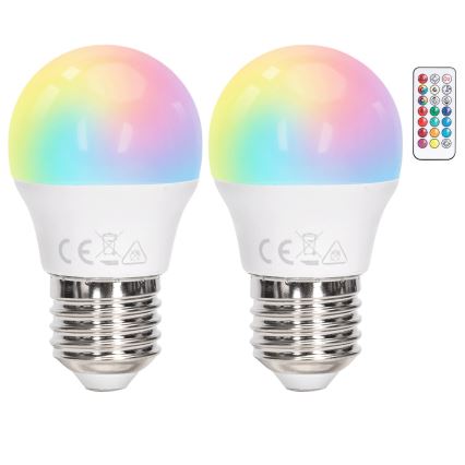 Aigostar - Lâmpada LED RGBW regulável G45 E27/6W/230V 3000K + controlo remoto