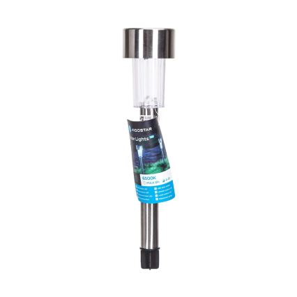 Aigostar - Lâmpada Solar LED LED/0,006W/1,2V 29,5 cm 40 mAh cromo fosco 6500K IP44