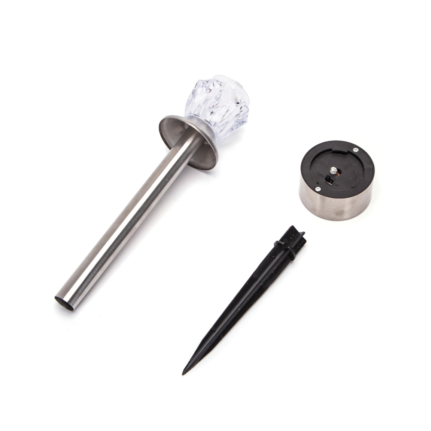 Aigostar - Lâmpada Solar LED LED/0,006W/1,2V 35,5cm cromo fosco 2700K IP44 100 mAh