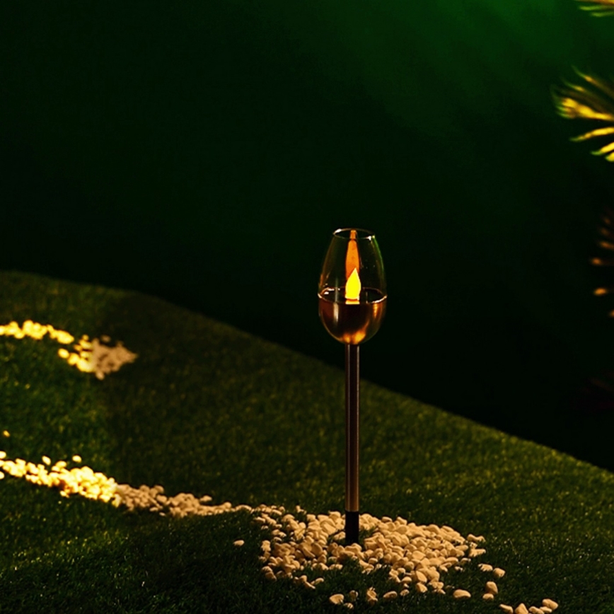 Aigostar - Lâmpada Solar LED LED/0,006W/1,2V 38,2cm cromo fosco 2700K IP44 40 mAh