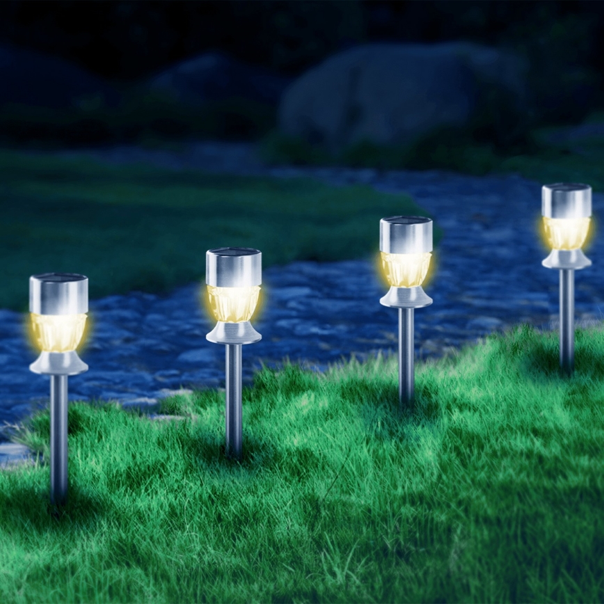 Aigostar - Lâmpada solar LED, 1,2 lm, 1,2 V, 35,5 cm, cromo mate, 2700 K, IP44, 100 mAh