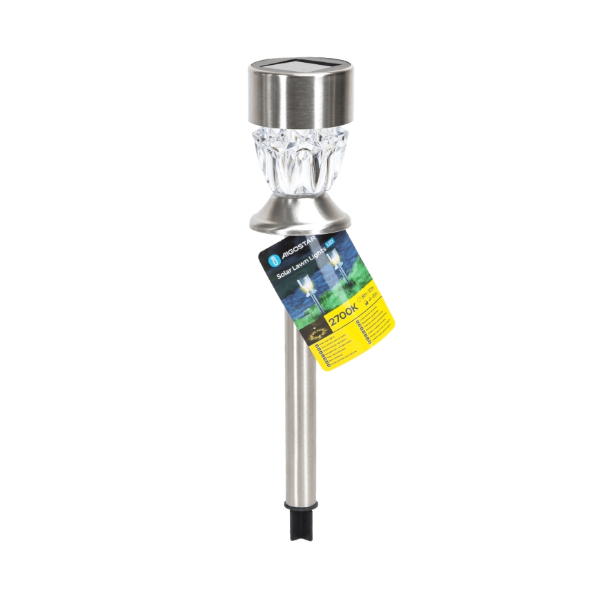 Aigostar - Lâmpada solar LED, 1,2 lm, 1,2 V, 35,5 cm, cromo mate, 2700 K, IP44, 100 mAh