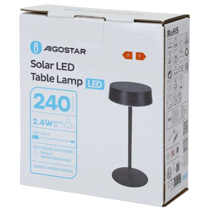 Aigostar - Lâmpada solar LED/2,4W/5V IP44 1800 mAh