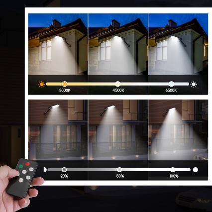 Aigostar - Lâmpada solar LED regulável com sensor LED/2,3W/5,5V IP65 1800 mAh + controlo remoto