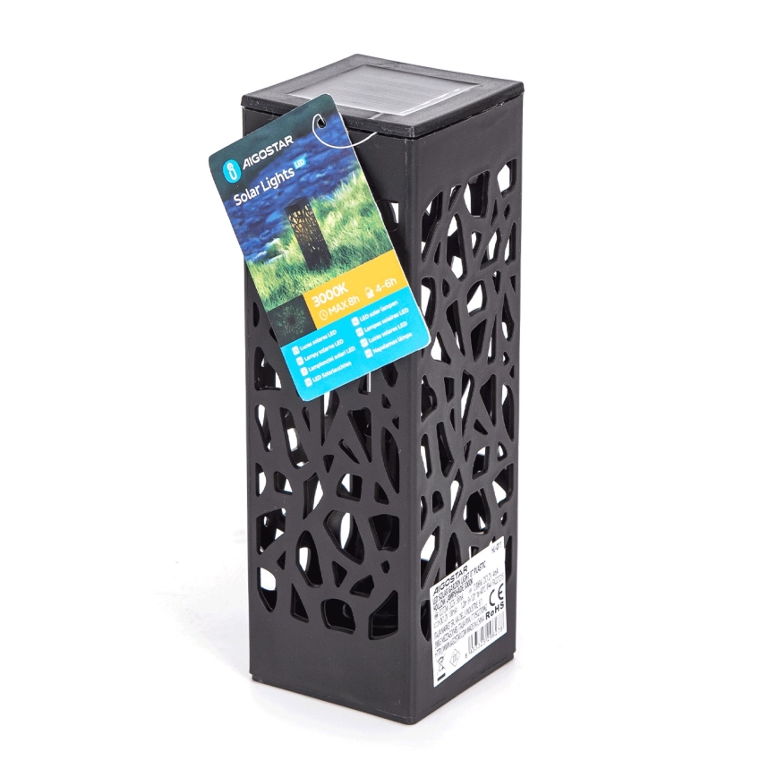 Aigostar - Lâmpada solar LED/0,006W/1,2V 100 mAh 28,5 cm preta 3000K IP44