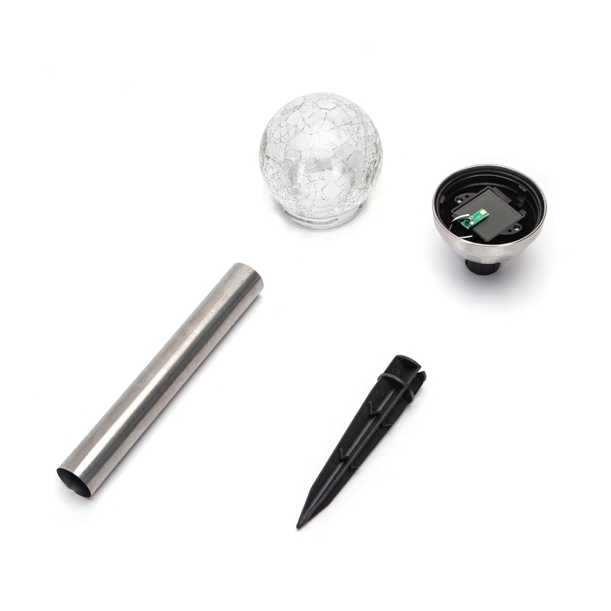 Aigostar - Lâmpada solar LED/0,006W/1,2V 37,8cm cromado fosco 2700K IP44 100 mAh