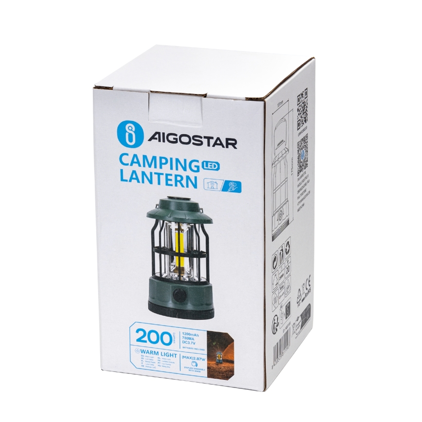 Aigostar - Lanterna de campismo recarregável e regulável LED/2,87W/3,7V
