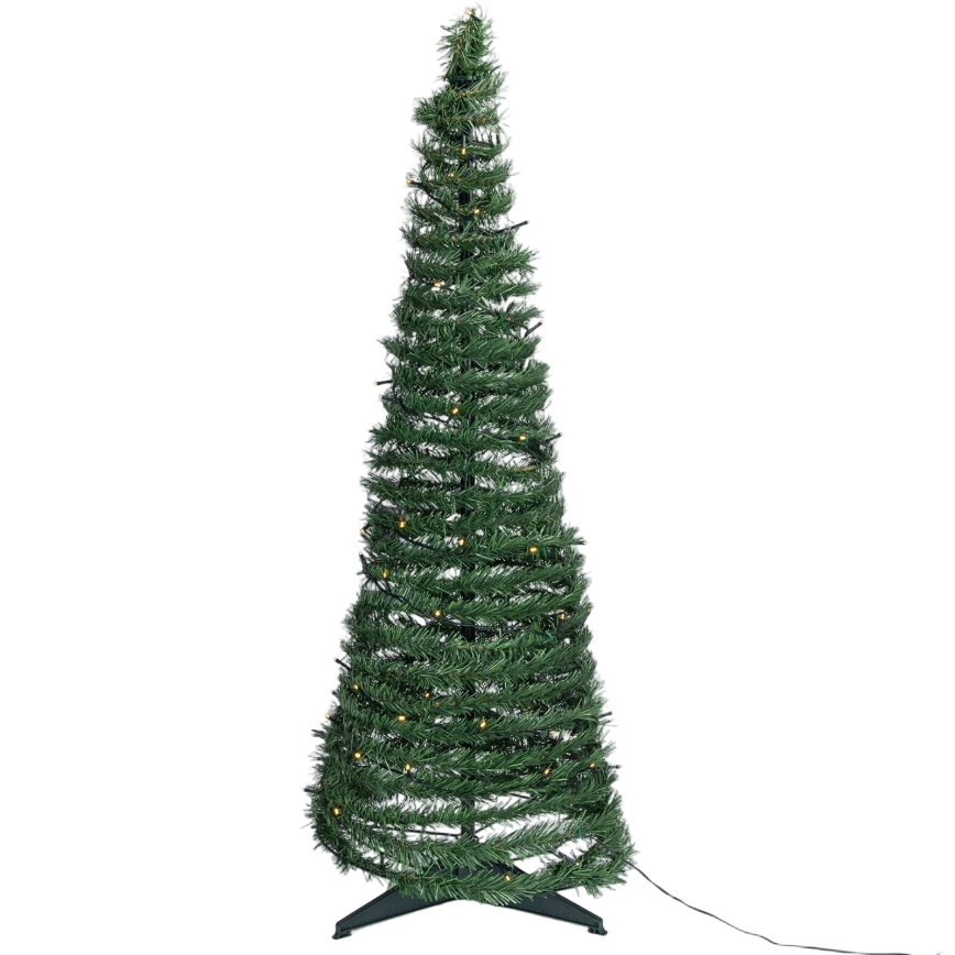 Aigostar - Árvore de Natal LED para exterior 100 LEDs 1,5m IP44 verde, luz branca quente