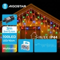 Aigostar - LED Cadeia de luzes de Natal para exterior 100xLED/8 funções 8x0,4m IP44 multicolorido