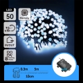 Aigostar - LED Cadeia de luzes de Natal para exterior 50xLED/8 funções 3xAA 5,3m IP44 branco frio