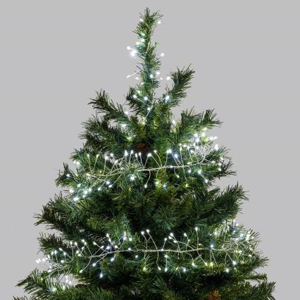 Aigostar - Guirlanda luminosa de Natal LED para exterior 200 LEDs/8 funções 3x pilhas AA 6,3m IP44 branco frio