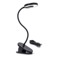 Aigostar - LED Candeeiro de mesa recarregável com regulação com clipe LED/3W/5V 1800mAh preto