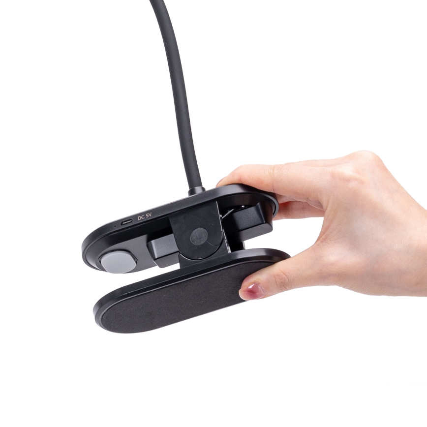 Aigostar - LED Candeeiro de mesa recarregável com regulação com clipe LED/3W/5V 1800mAh preto