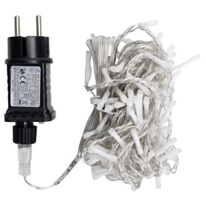 Aigostar - LED cordão de luzes de Natal para exterior 100 LEDs/8 funções 5,3m IP44 branco frio
