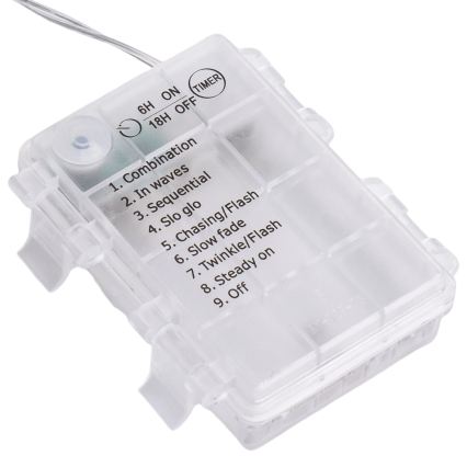 Aigostar - Cordão de luzes de Natal LED para exterior 192xLED/8 funções 3xAA 4,5x1,2m IP44 branco frio