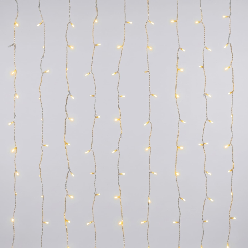 Aigostar - LED cordão de luzes de Natal para exterior 200xLED/8 funções 3xAA 5x2m IP44 branco quente