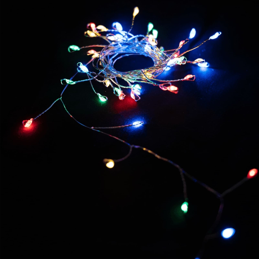 Aigostar - LED Cordão de luzes de Natal para exterior 50xLED/8 funções 3xAA 1,8m IP44 multicolorido
