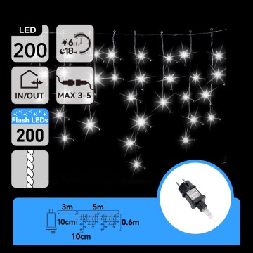Aigostar - LED Cordão de luzes de Natal para exteriores 200xLED 8x0,6m IP44 branco frio