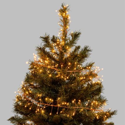 Aigostar - LED Cordão de Natal para exterior 300xLED/8 funções 3xAA 9,3m IP44 branco quente