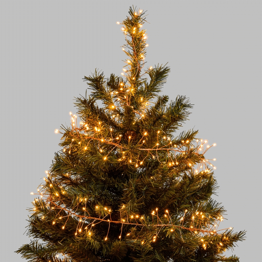 Aigostar - LED Cordão de Natal para exterior 300xLED/8 funções 3xAA 9,3m IP44 branco quente