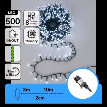 Aigostar - LED Cordão de Natal para exterior 500xLED/8 funções 13m IP44 branco frio