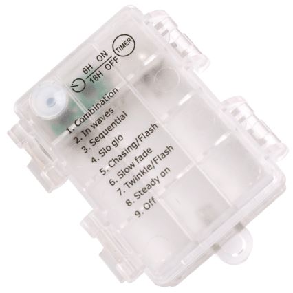 Aigostar - LED Cordão para exterior 100 LEDs/8 funções 3x pilhas AA 10,3 m IP44 branco quente