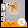Aigostar - LED corrente de Natal para exterior 150 LEDs/8 funções 3x pilhas AA 15,3m IP44 branco quente